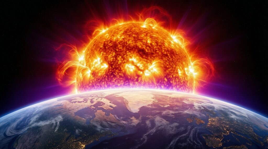 Космическая погода: солнечные вспышки и их влияние на Землю и связь - иллюстрация